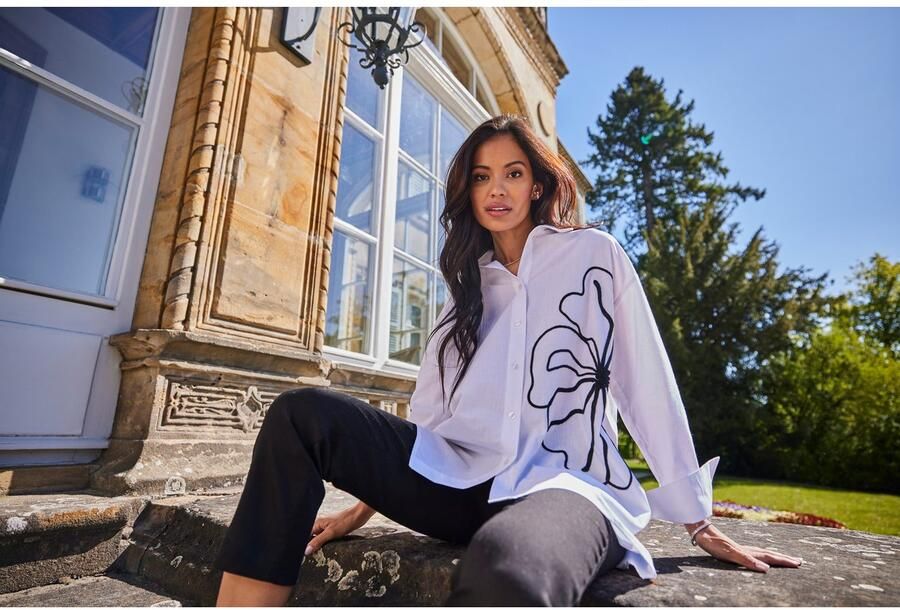 Aniston SELECTED Overhemdblouse met sierbanden met randen opgestikte bloe nieuwe collectie - Foto 6