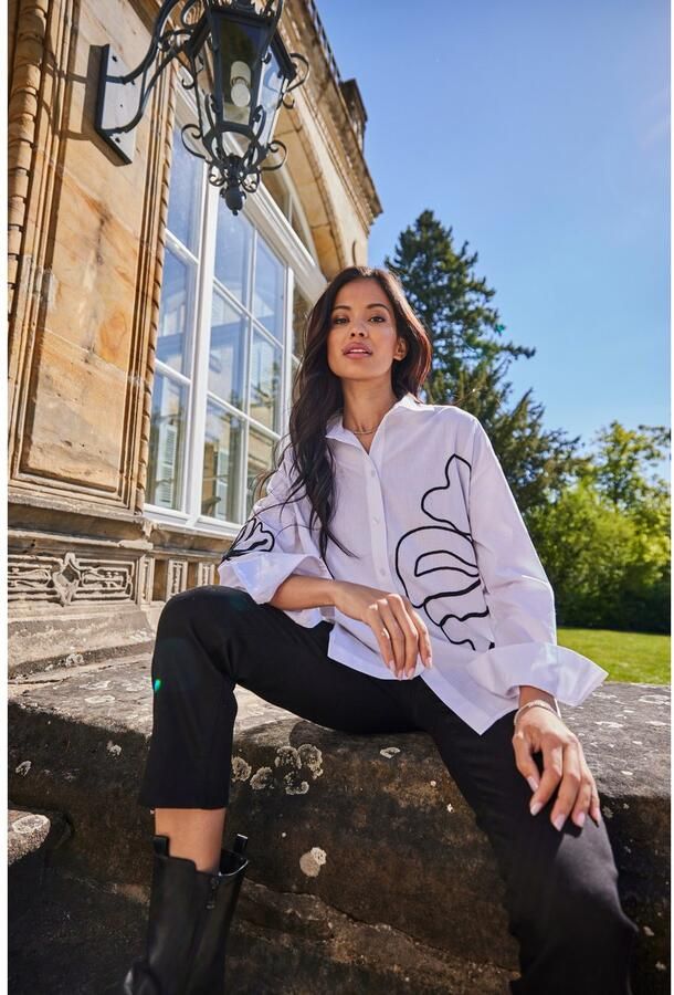 Aniston SELECTED Overhemdblouse met sierbanden met randen opgestikte bloe nieuwe collectie - Foto 7