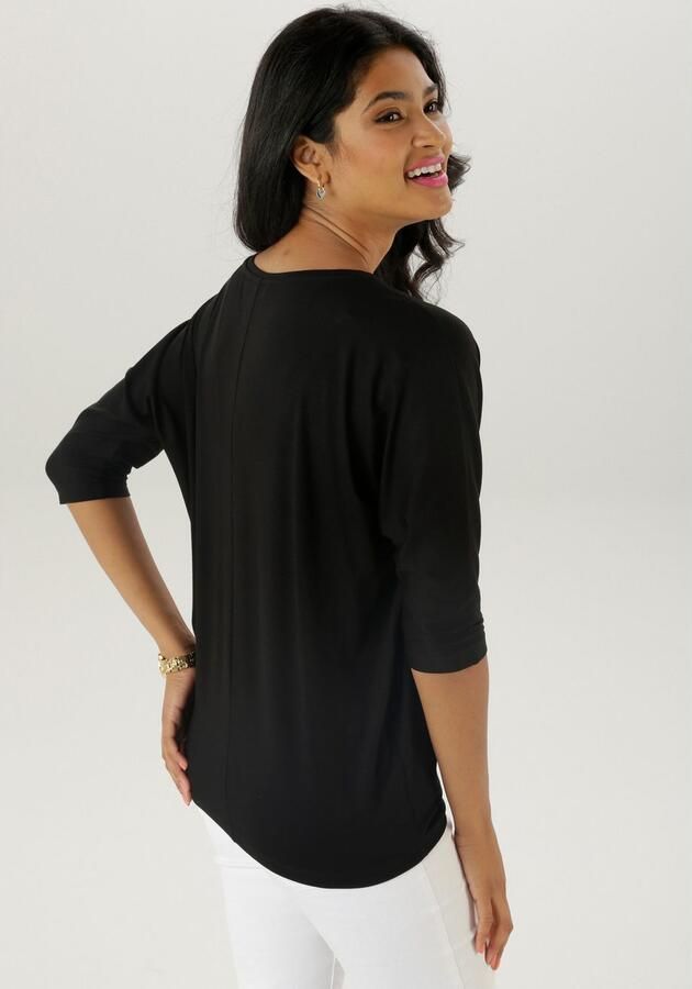 Aniston SELECTED Shirt met 3 4 mouwen met goudkleurige harten en statementtekst - Foto 4