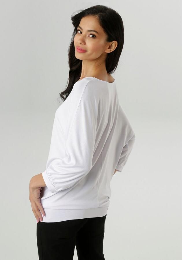 Aniston SELECTED Shirt met 3 4 mouwen met vrouwelijke print en statement-opschrift nieuwe collectie - Foto 6