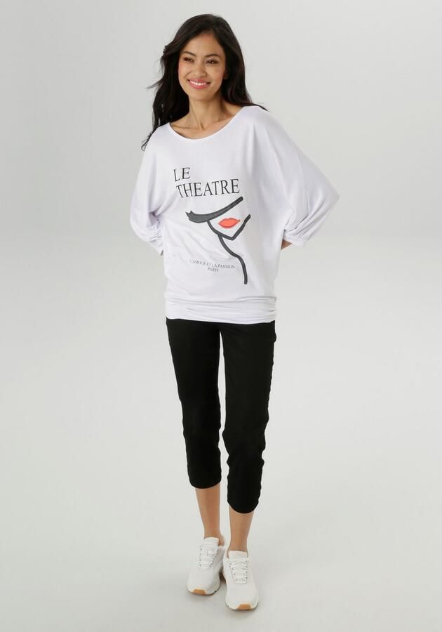 Aniston SELECTED Shirt met 3 4 mouwen met vrouwelijke print en statement-opschrift nieuwe collectie - Foto 3