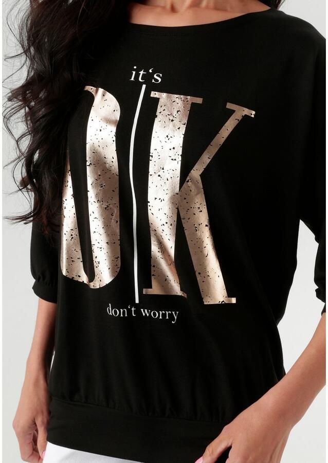 Aniston SELECTED Shirt met 3 4 mouwen met witte en goudkleurige state ts nieuwe collectie - Foto 3