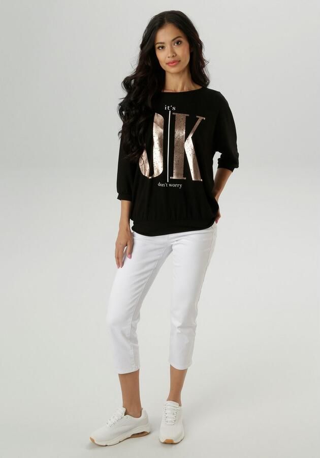 Aniston SELECTED Shirt met 3 4 mouwen met witte en goudkleurige state ts nieuwe collectie - Foto 5