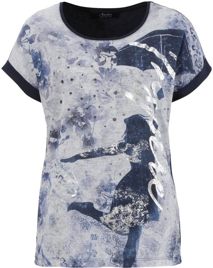 Aniston SELECTED Shirt met galons en glinstersteentjes opzij