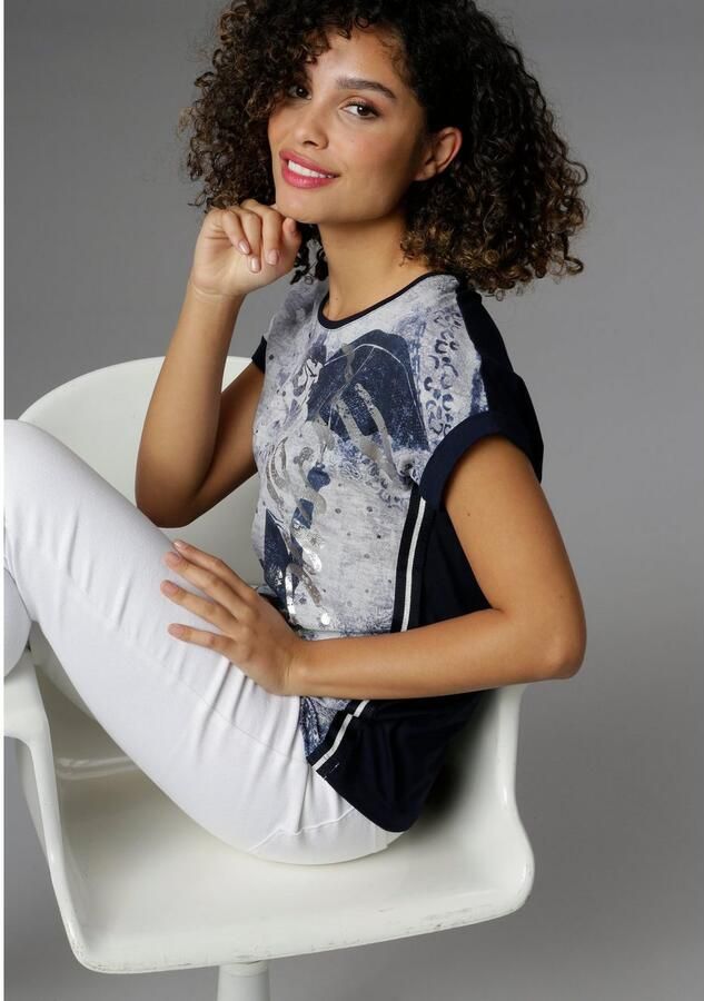 Aniston SELECTED Shirt met galons en glinstersteentjes opzij - Foto 3