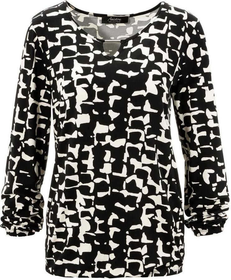 Aniston SELECTED Shirt met lange mouwen met all-over print sierdetails en cut-out