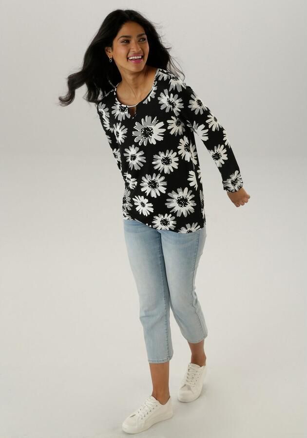 Aniston SELECTED Shirt met lange mouwen met cut-out en fantasierijk bloemenpatroon - Foto 5