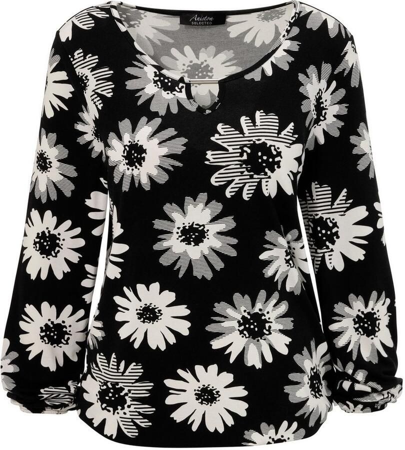 Aniston SELECTED Shirt met lange mouwen met cut-out en fantasierijk bloemenpatroon