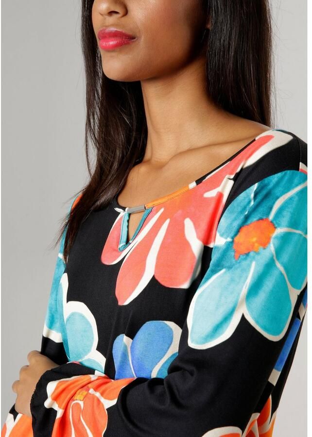 Aniston SELECTED Shirt met lange mouwen met cut-out en kleurrijke bloemenprint - Foto 2