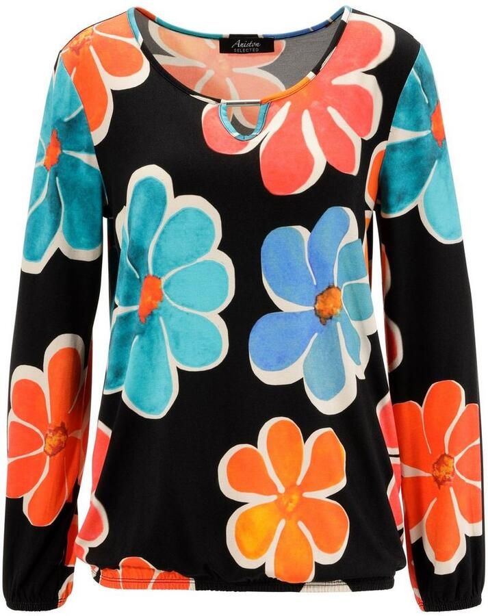 Aniston SELECTED Shirt met lange mouwen met cut-out en kleurrijke bloemenprint