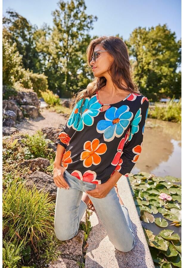 Aniston SELECTED Shirt met lange mouwen met cut-out en kleurrijke bloemenprint - Foto 6