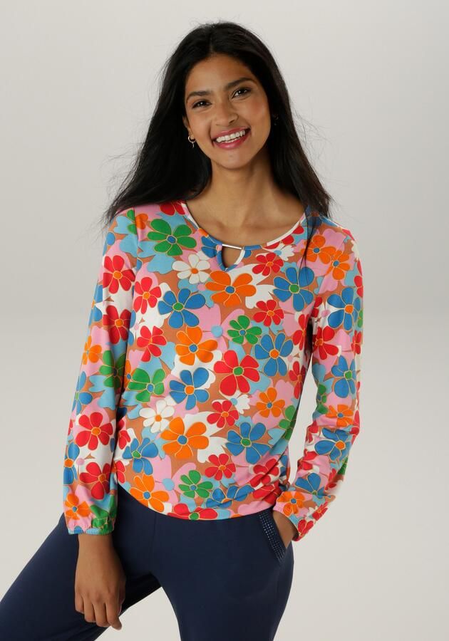 Aniston SELECTED Shirt met lange mouwen met cut-out en kleurrijke bloemenprint - Foto 7