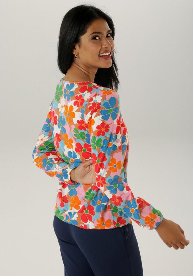 Aniston SELECTED Shirt met lange mouwen met cut-out en kleurrijke bloemenprint - Foto 5