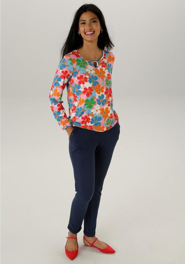 Aniston SELECTED Shirt met lange mouwen met cut-out en kleurrijke bloemenprint - Foto 4