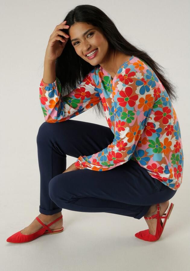 Aniston SELECTED Shirt met lange mouwen met cut-out en kleurrijke bloemenprint - Foto 6