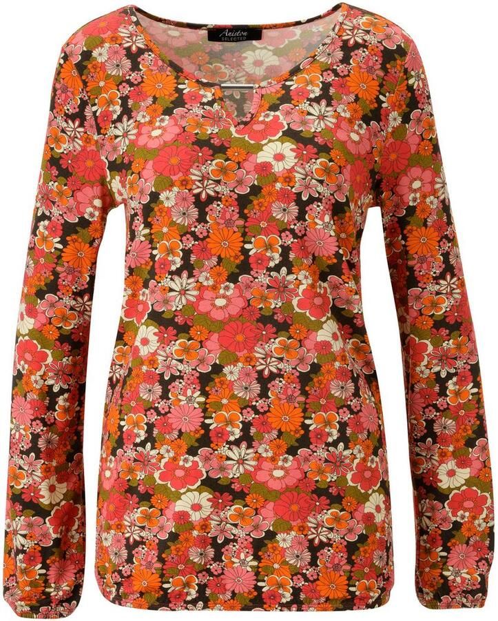 Aniston SELECTED Shirt met lange mouwen met cut-out en kleurrijke bloe print nieuwe collectie - Foto 2