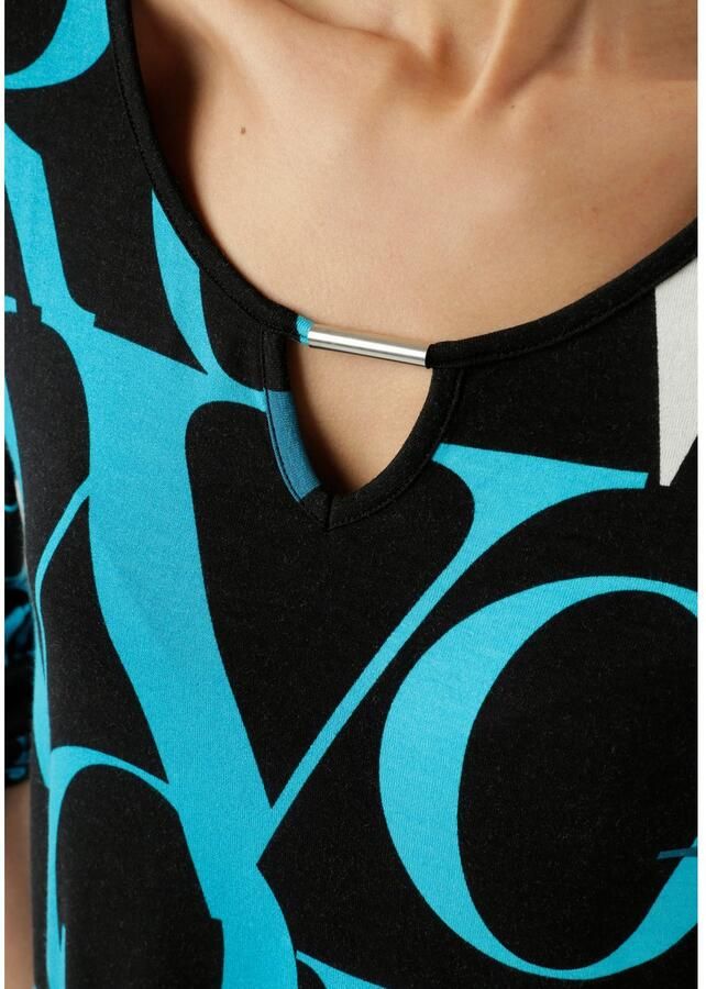 Aniston SELECTED Shirt met lange mouwen met cut-out en trendy letterprint nieuwe collectie - Foto 3