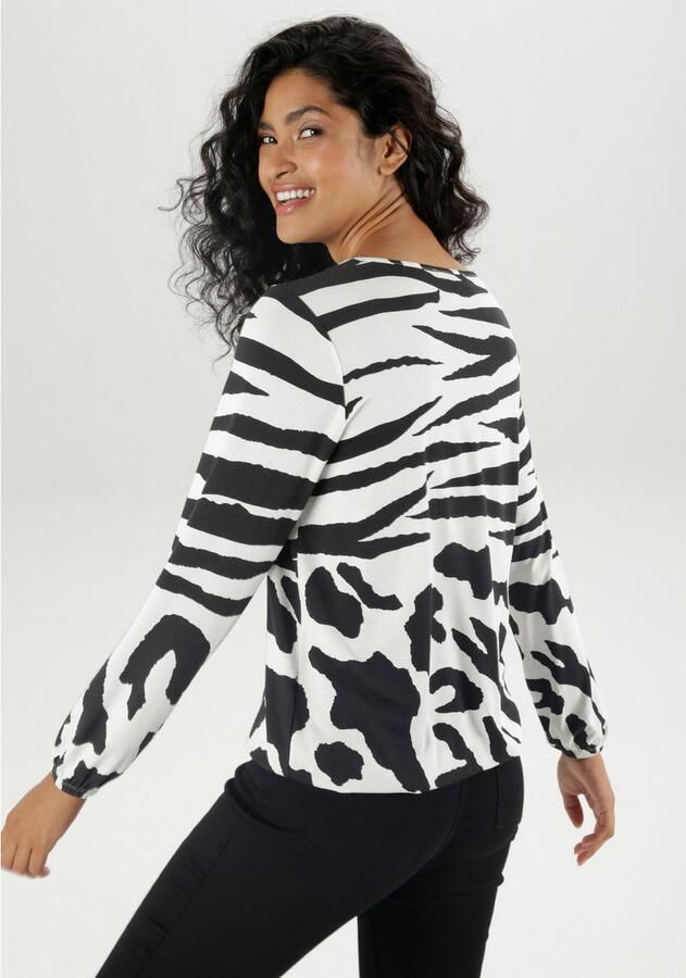 Aniston SELECTED Shirt met lange mouwen met cut-out sieraandeel en animal-prints - Foto 5