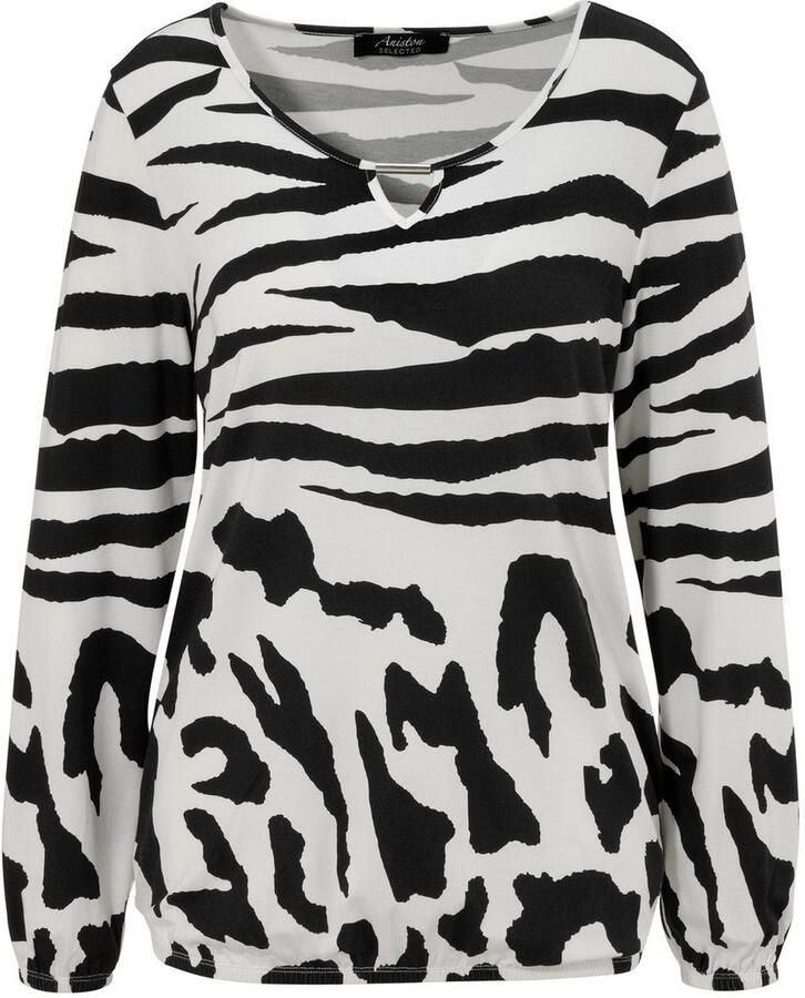 Aniston SELECTED Shirt met lange mouwen met cut-out sieraandeel en animal-prints - Foto 2