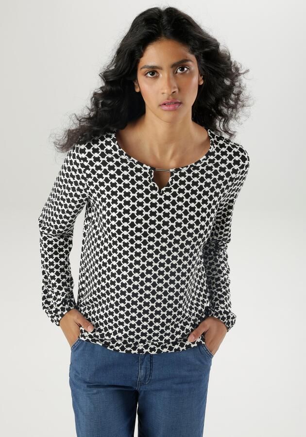 Aniston SELECTED Shirt met lange mouwen met sieraandeel en cut-out aan de halslijn - Foto 7