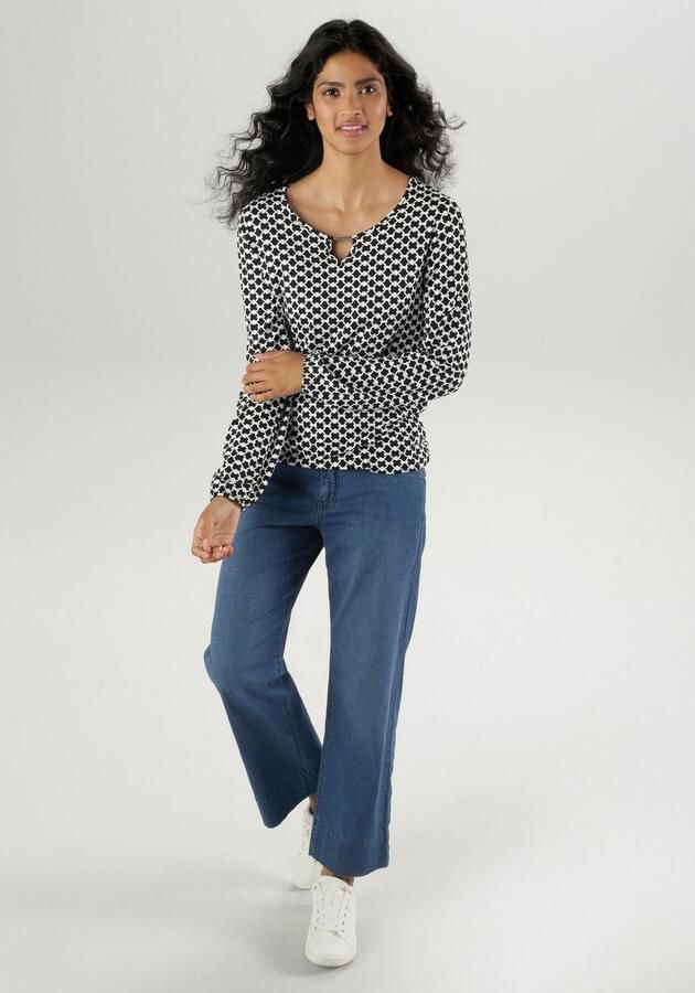 Aniston SELECTED Shirt met lange mouwen met sieraandeel en cut-out aan de halslijn - Foto 5