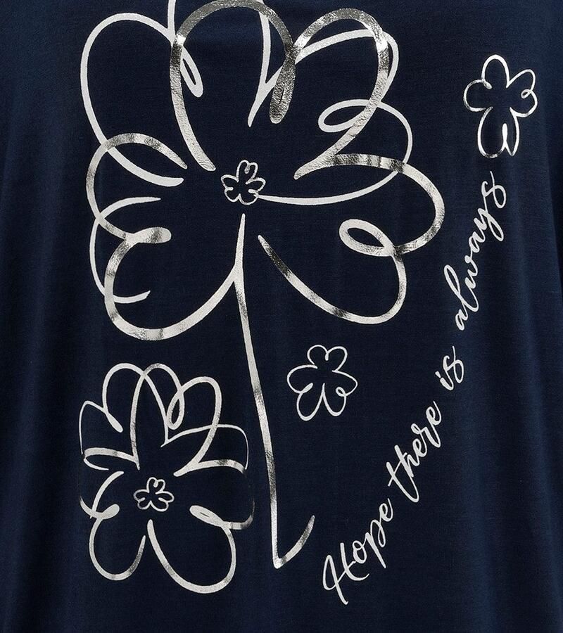 Aniston SELECTED Shirt met vleermuismouwen gedeeltelijk met zilverkleurige folieprint