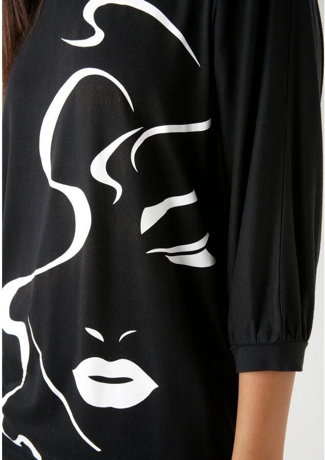 Aniston SELECTED Shirt met vleermuismouwen met abstract gezichtdruk - Foto 2