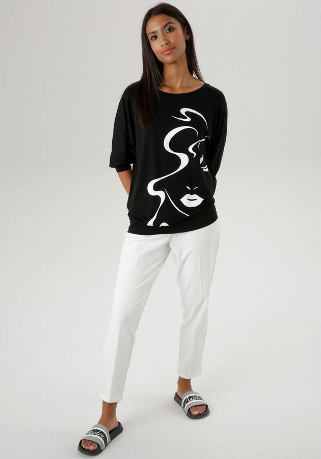 Aniston SELECTED Shirt met vleermuismouwen met abstract gezichtdruk - Foto 5