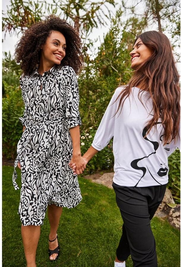 Aniston SELECTED Shirt met vleermuismouwen met abstract gezichtdruk - Foto 7