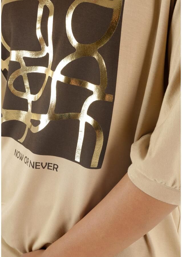 Aniston SELECTED Shirt met vleermuismouwen met goudkleurige folieprint - Foto 3