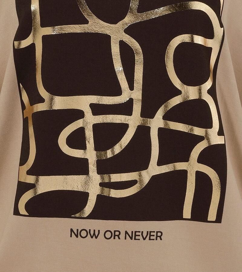 Aniston SELECTED Shirt met vleermuismouwen met goudkleurige folieprint