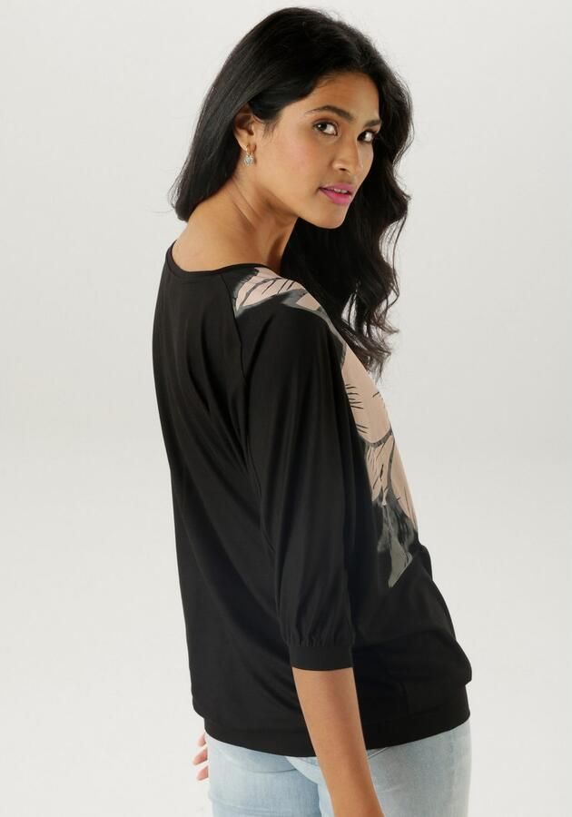 Aniston SELECTED Shirt met vleermuismouwen met grote bloemenprint aan de voorkant - Foto 4