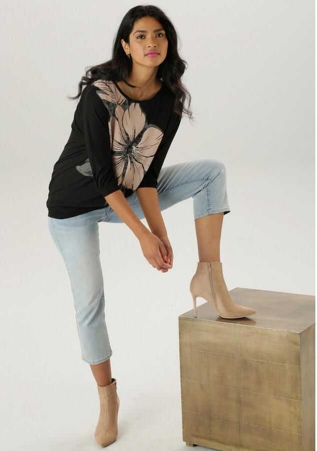 Aniston SELECTED Shirt met vleermuismouwen met grote bloemenprint aan de voorkant - Foto 3