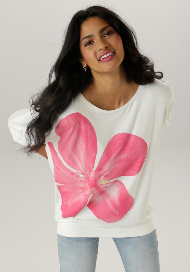 Aniston SELECTED Shirt met vleermuismouwen met grote bloemenprint aan de voorkant - Foto 9