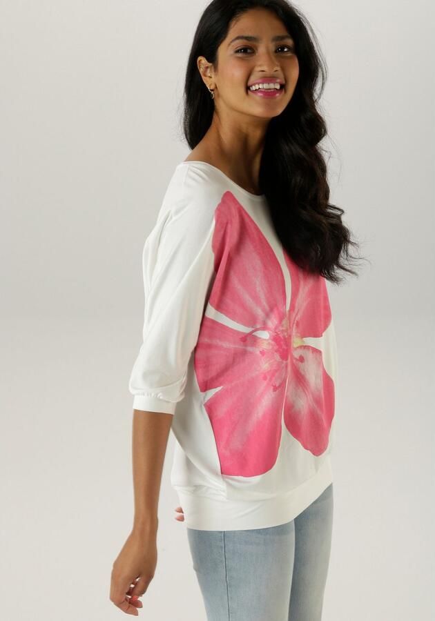 Aniston SELECTED Shirt met vleermuismouwen met grote bloemenprint aan de voorkant - Foto 4