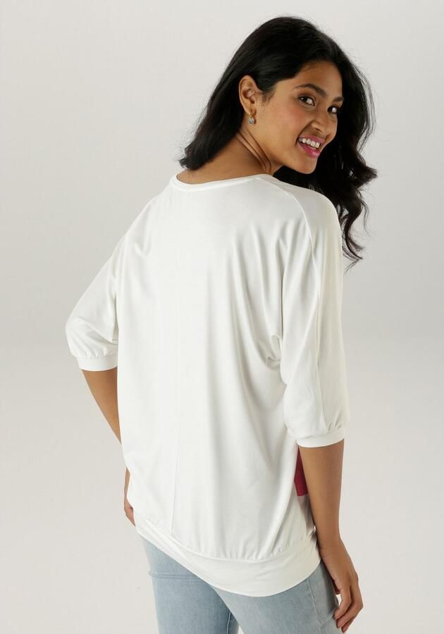 Aniston SELECTED Shirt met vleermuismouwen met grote bloemenprint aan de voorkant - Foto 5