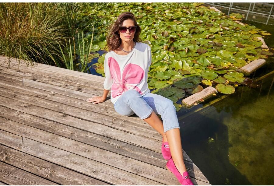 Aniston SELECTED Shirt met vleermuismouwen met grote bloemenprint aan de voorkant - Foto 7