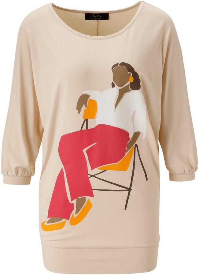 Aniston SELECTED Shirt met vleermuismouwen voor met grootschalige vrouwelijke frontprint nieuwe collectie - Foto 2