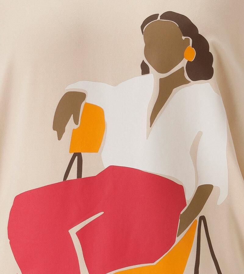 Aniston SELECTED Shirt met vleermuismouwen voor met grootschalige vrouwelijke frontprint nieuwe collectie