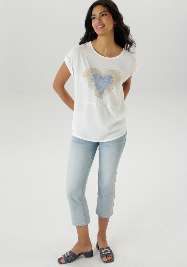 Aniston SELECTED Shirtblouse gedeeltelijk met glanzende goudkleurige folieprint - Foto 6