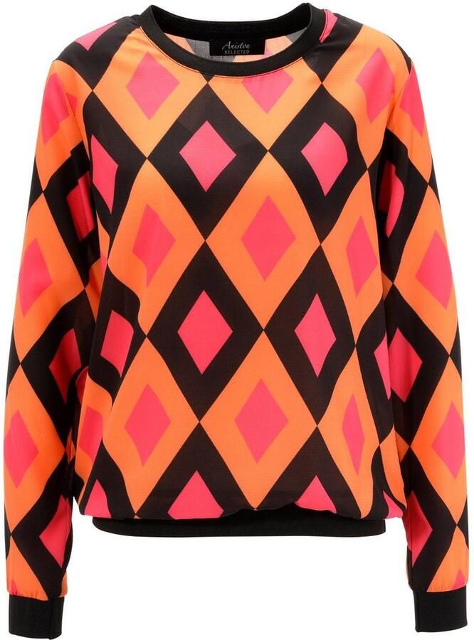 Aniston SELECTED Shirtblouse met effen borden en retro-patroon