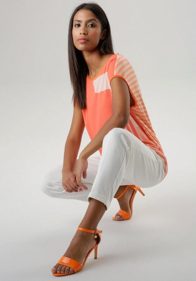 Aniston SELECTED Shirtblouse met gestreepte rug en overhangende schouders - Foto 4