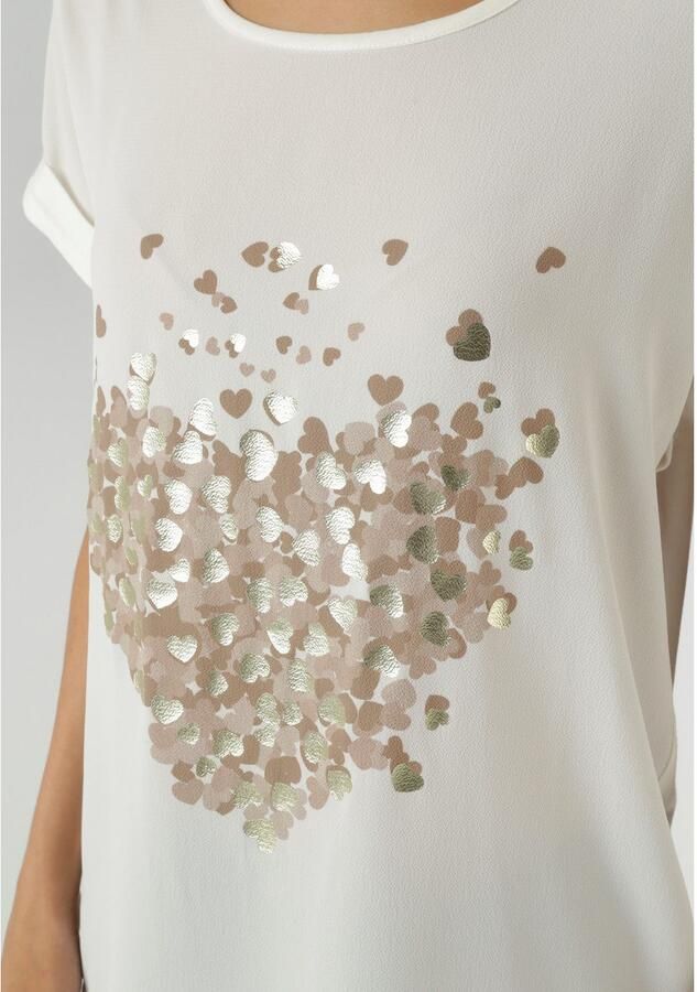 Aniston SELECTED Shirtblouse met glanzende goudkleurige harten bedrukt nieuwe collectie - Foto 3