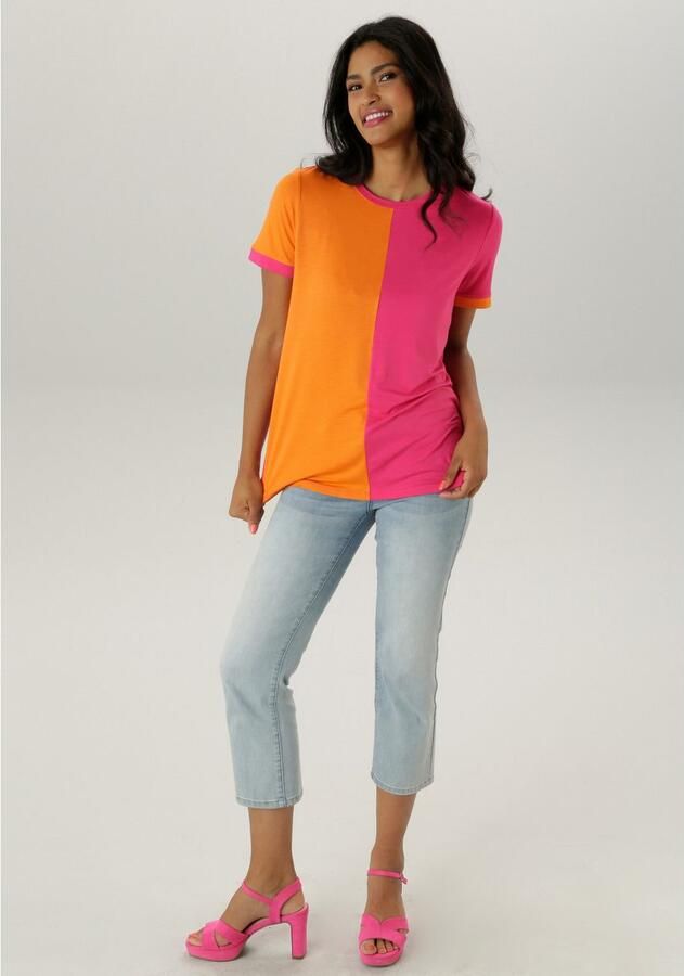 Aniston SELECTED T-shirt met trendy en kleurrijke colorblock - Foto 5