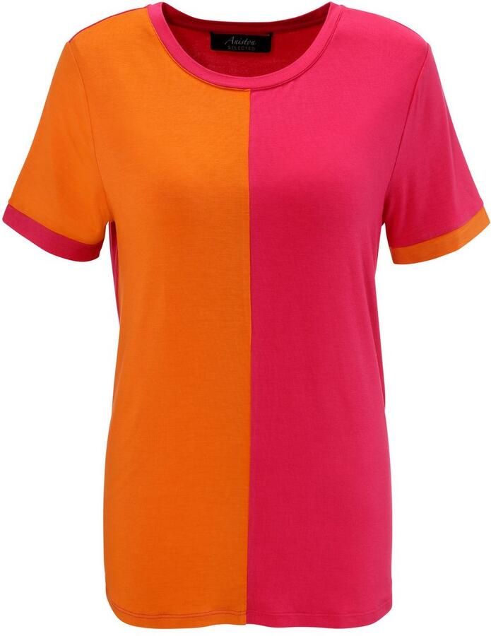 Aniston SELECTED T-shirt met trendy en kleurrijke colorblock - Foto 2