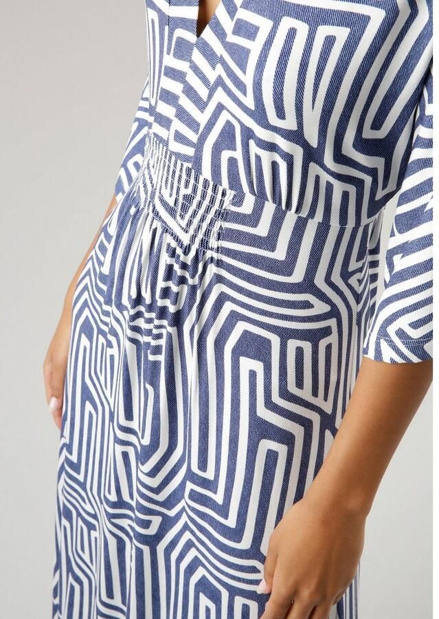 Aniston SELECTED Zomerjurk met grafische print in denim kleur