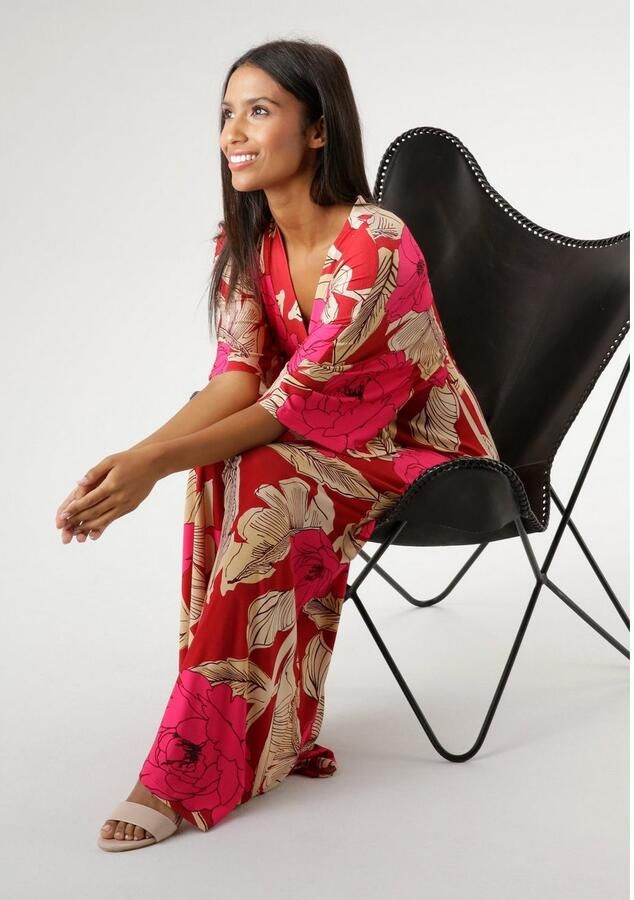 Aniston SELECTED Zomerjurk met grote bloemen- en bladprint