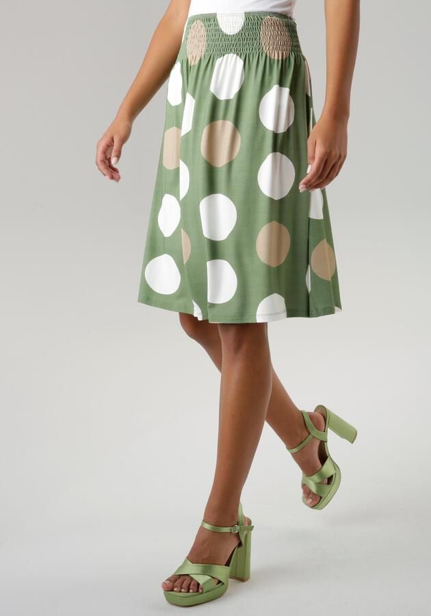 Aniston SELECTED Zomerrok met gesmokte tailleband en stippenprint - Foto 5