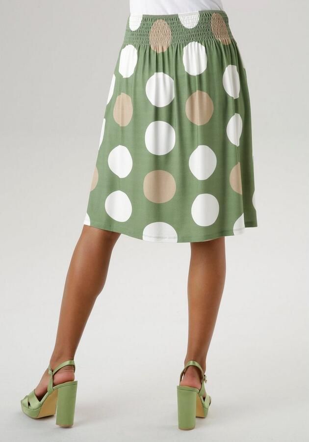 Aniston SELECTED Zomerrok met gesmokte tailleband en stippenprint - Foto 2