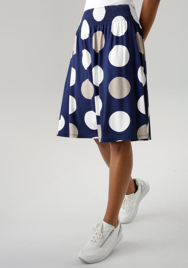 Aniston SELECTED Zomerrok met gesmokte tailleband en stippenprint - Foto 5